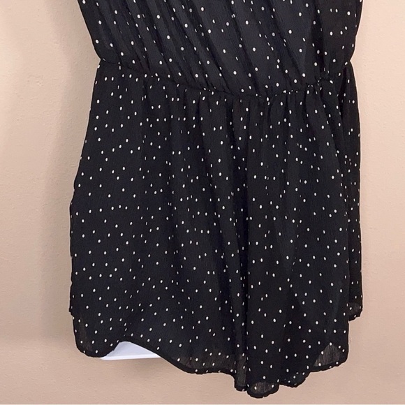 Size 6 TopShop Black White Polka Dot Romper Ruffle Off Shoulder Style Pinup - Picture 9 of 13
